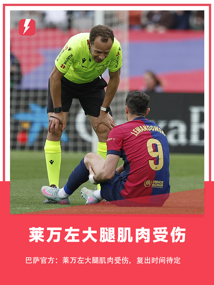 Chính thức: Tiền đạo Lewandowski của Barcelona bị thương cơ đùi trái, thời gian hồi phục sẽ được xác định
